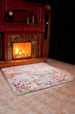 Teal Floral Australian Lambskin Rug