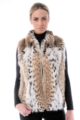 Women's Rena Premium Montana Lynx Fur Zip Vest