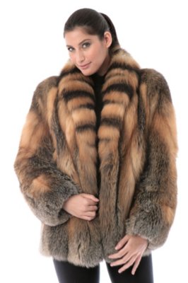 Women's Skyla Natural Cross Fox Fur Jacket