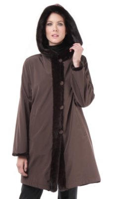 Women’s Talia Reversible Sheared Mink Fur Coat with Hood