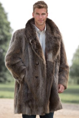 Men's Dominic Double-Breasted Longhaired Beaver Fur Coat