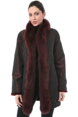 Women’s Angelica Reversible Sheared Mink Fur Jacket with Fox Fur Trim