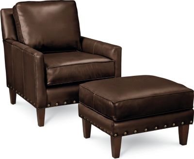 Leather Choices - Highlife Chair and Ottoman with Nails (0518-05)