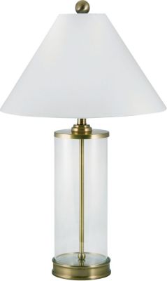 Accessories - Rayanne - Antique Brass Cylinder Glass Table Lamp