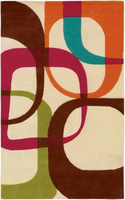 Mosaic - Beige/Mahogany/Lime Rug - 5'x8'