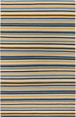 Cabana Stripes - Black/Blue/Gold Rug - 5'x8'