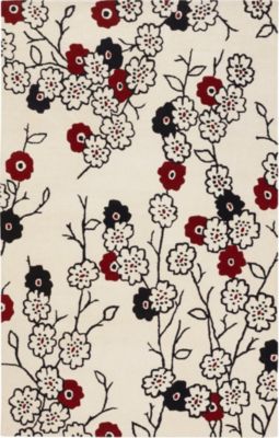 Groundworks - Winter White/Black/Maroon Rug-5'x8'