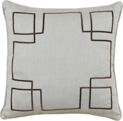 Breeze Slate with Brown Ribbon Throw Pillow