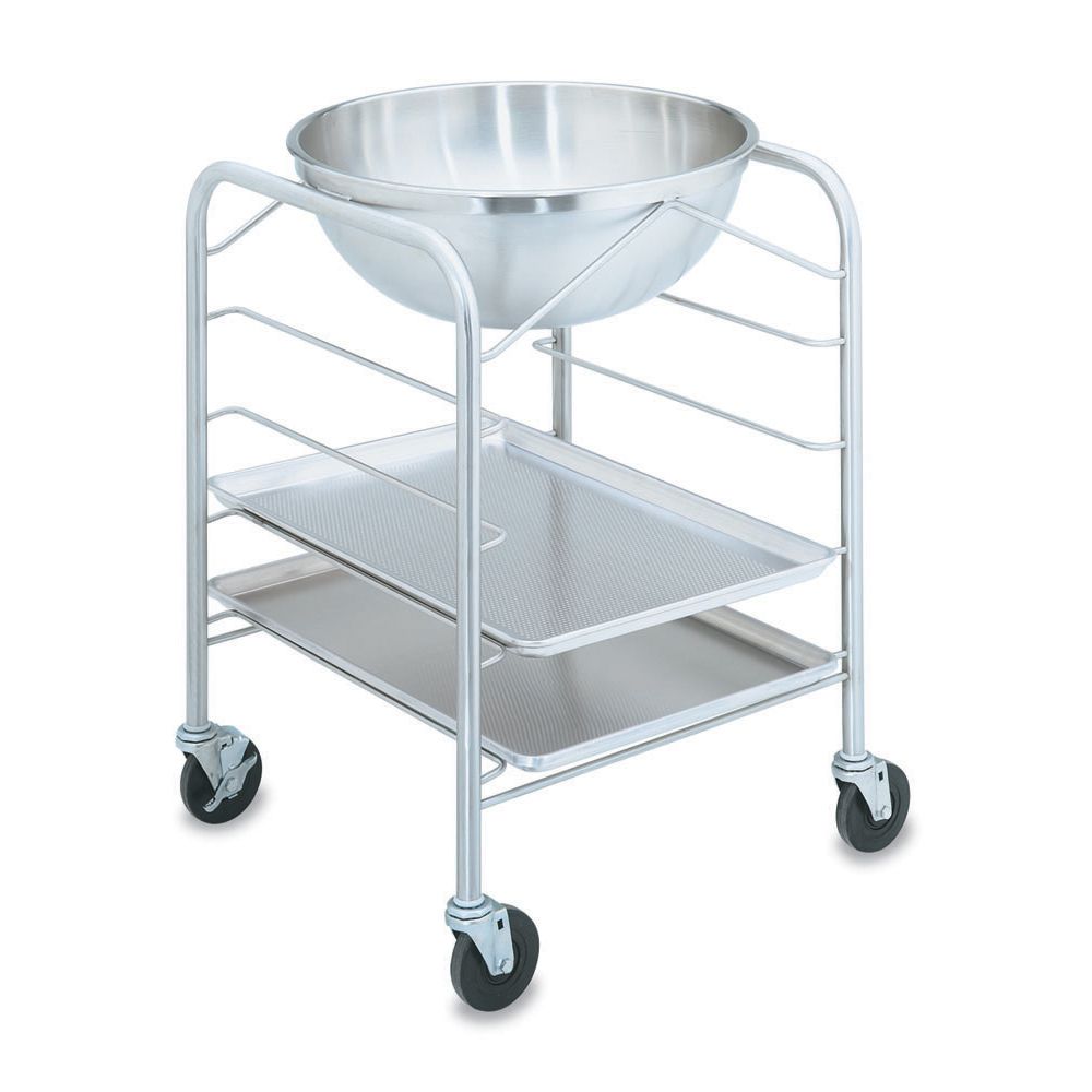 S/S Mobile Bowl Stand w/ Tray Slides and 30 Qt Mixing Bowl, 22x22x32