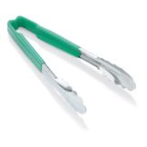 Jacob's Pride Color Coded Kool-Touch S/S Scalloped Tong, Green, 9-1/2