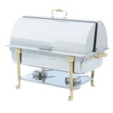 Vollrath Classic S/S Brass Trim 9 Qt Roll Top Chafer