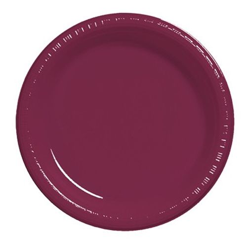 Burgundy Plastic Plate, 7"
