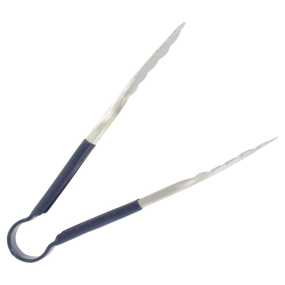 Adcraft&reg; 10" Blue Scalloped Edge Stainless Steel Tong