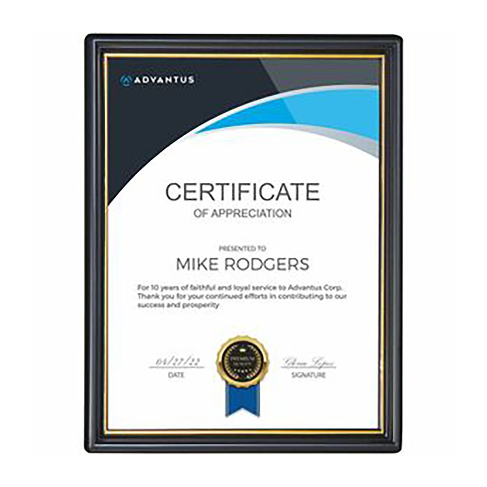 Staples Advantage Black Document  Frame w/ Plexiglas