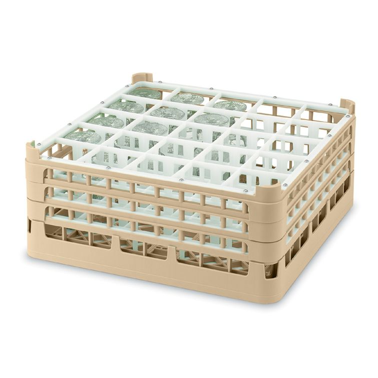 Full Size X-Tall 25-Comp Glass Rack, Cocoa, 20 x 20 x 8-1/2