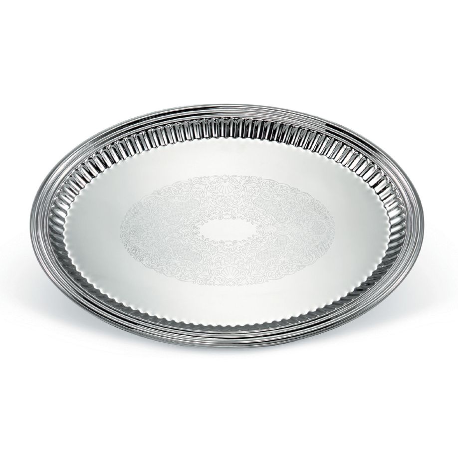 Esquire Mirror Finish S/S Oval 21-1/8 x15-1/2" Fluted Tray,