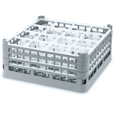 Full Size Medium Plus 16-Compartment Glass Rack, Gray