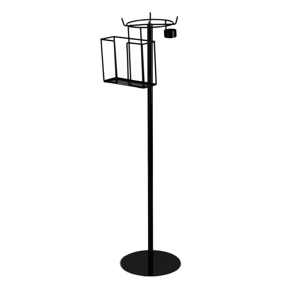 Floor Sampler Stand w/ Reg Napkin/Literature Holder, Black, 10"