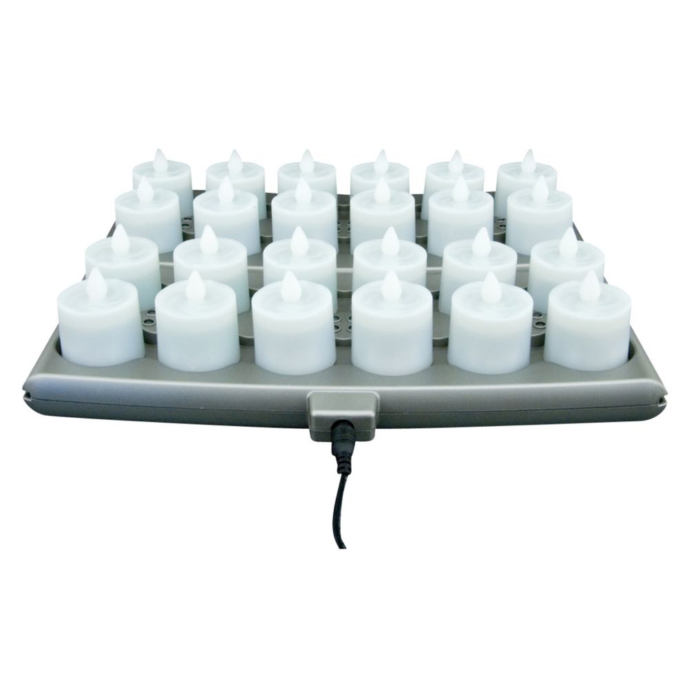 Smart Candle White 24 Pk Platinum Rechargeable Flameless Candle System