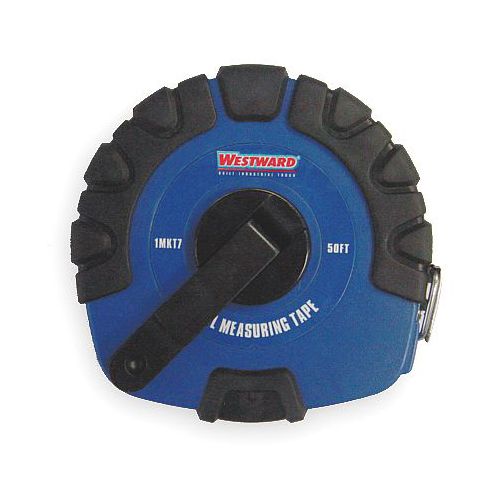 Westward 50 ft Measuring Tape, Closed Case, Manual Rewind