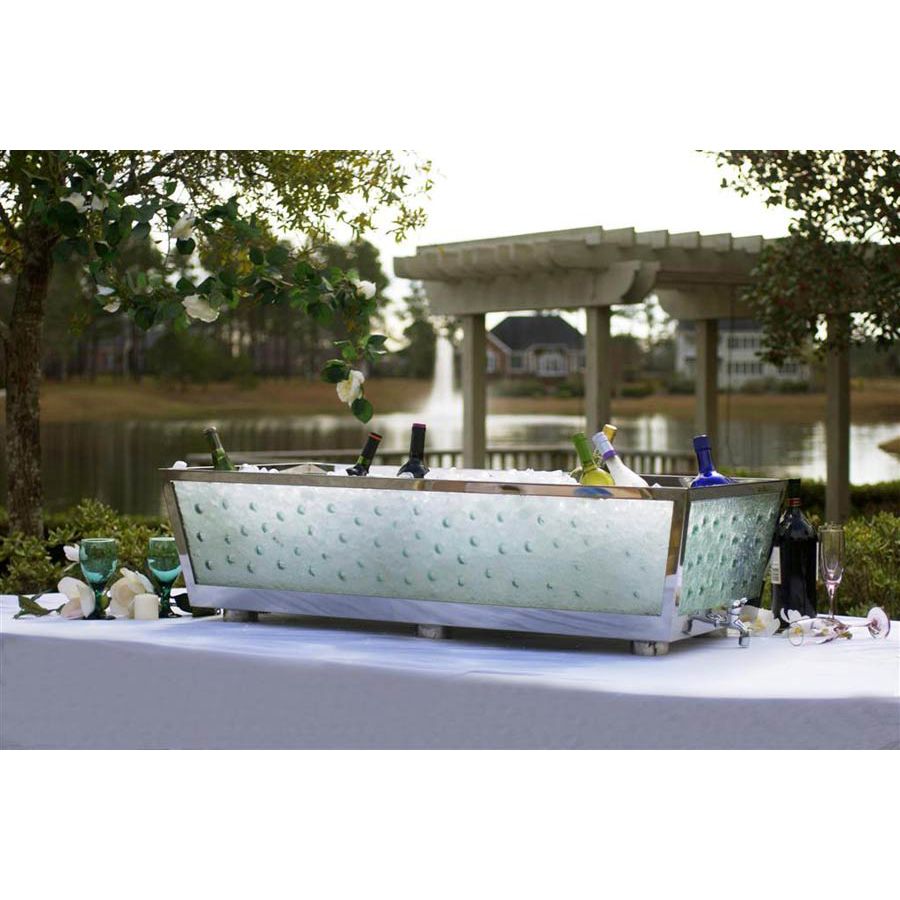 Isinglass Large Clear Glass & S/S 48" Ice Chest with Drain