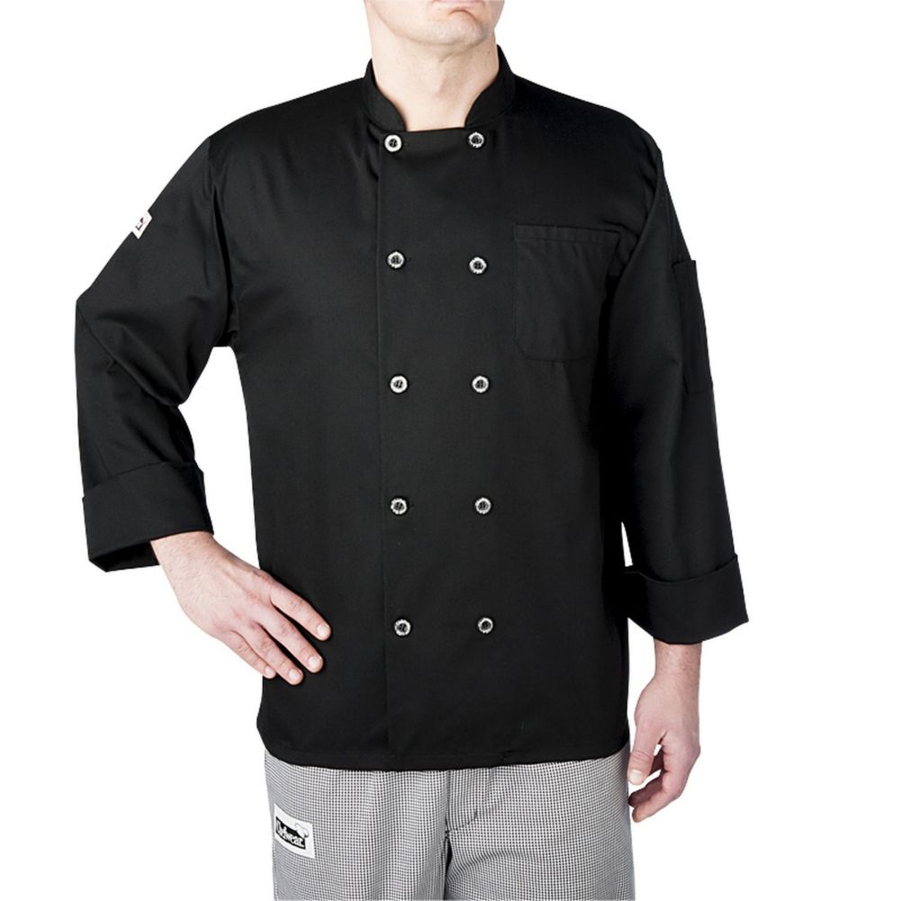 Chefwear&reg; XL Black Three-Star Chef Jacket
