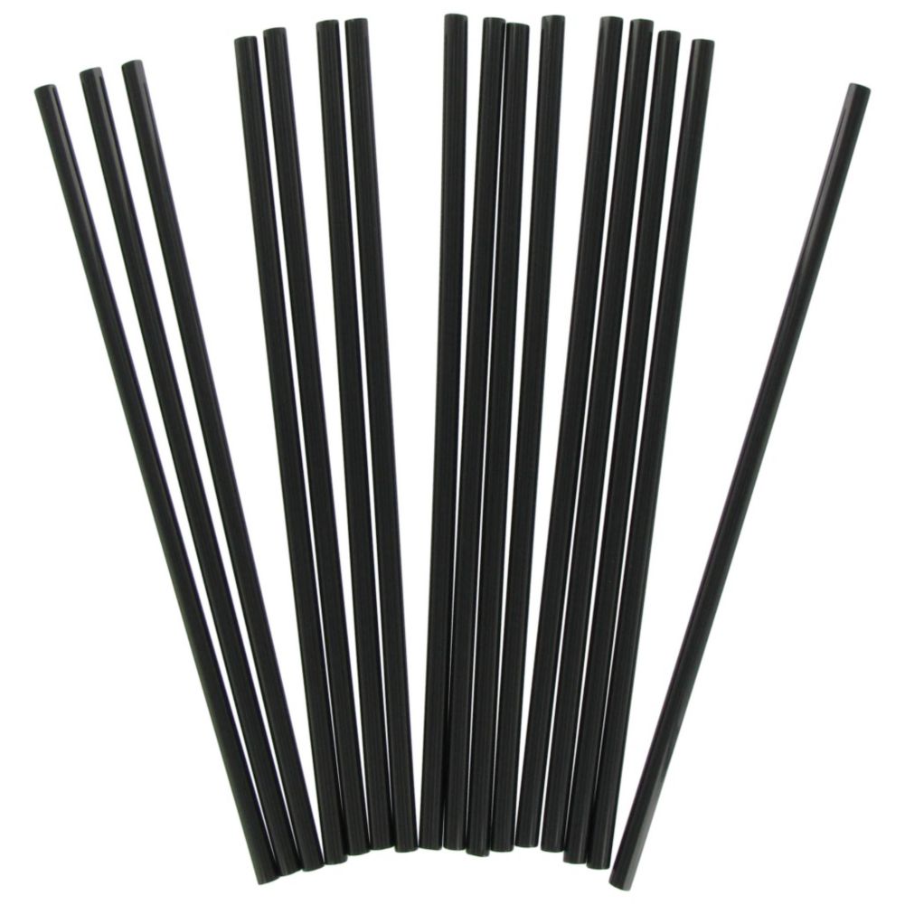 Wow Plastic 5 mm Dia. 7-3/4" Jumbo Black Unwrapped Straw