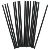 Wow Plastic 5 mm Dia. 7-3/4" Jumbo Black Unwrapped Straw