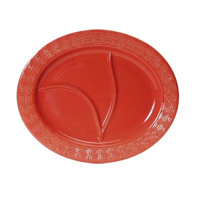 Tuxton&reg; Coral 14.5" x 12.125" Oval Divided Platter