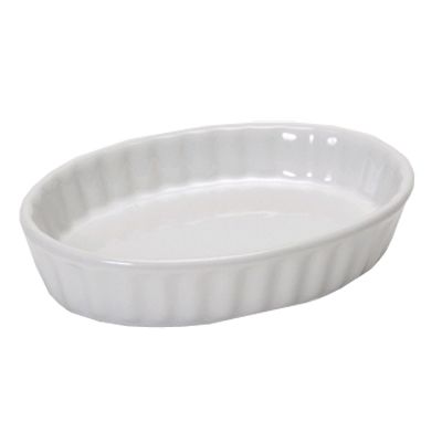 Tuxton&reg; 6 Oz. White Oval Fluted Creme Brulee Dish