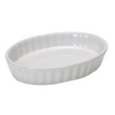 Tuxton&reg; 6 Oz. White Oval Fluted Creme Brulee Dish