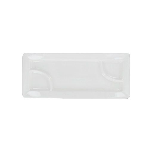 Tuxton&reg; 13" x 5-1/2" Eggshell Rectangular Satay Plate