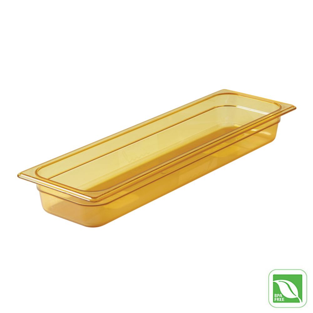 Rubbermaid Amber 1/2 Size Long Hot Food Pan, 2&frac12;" H