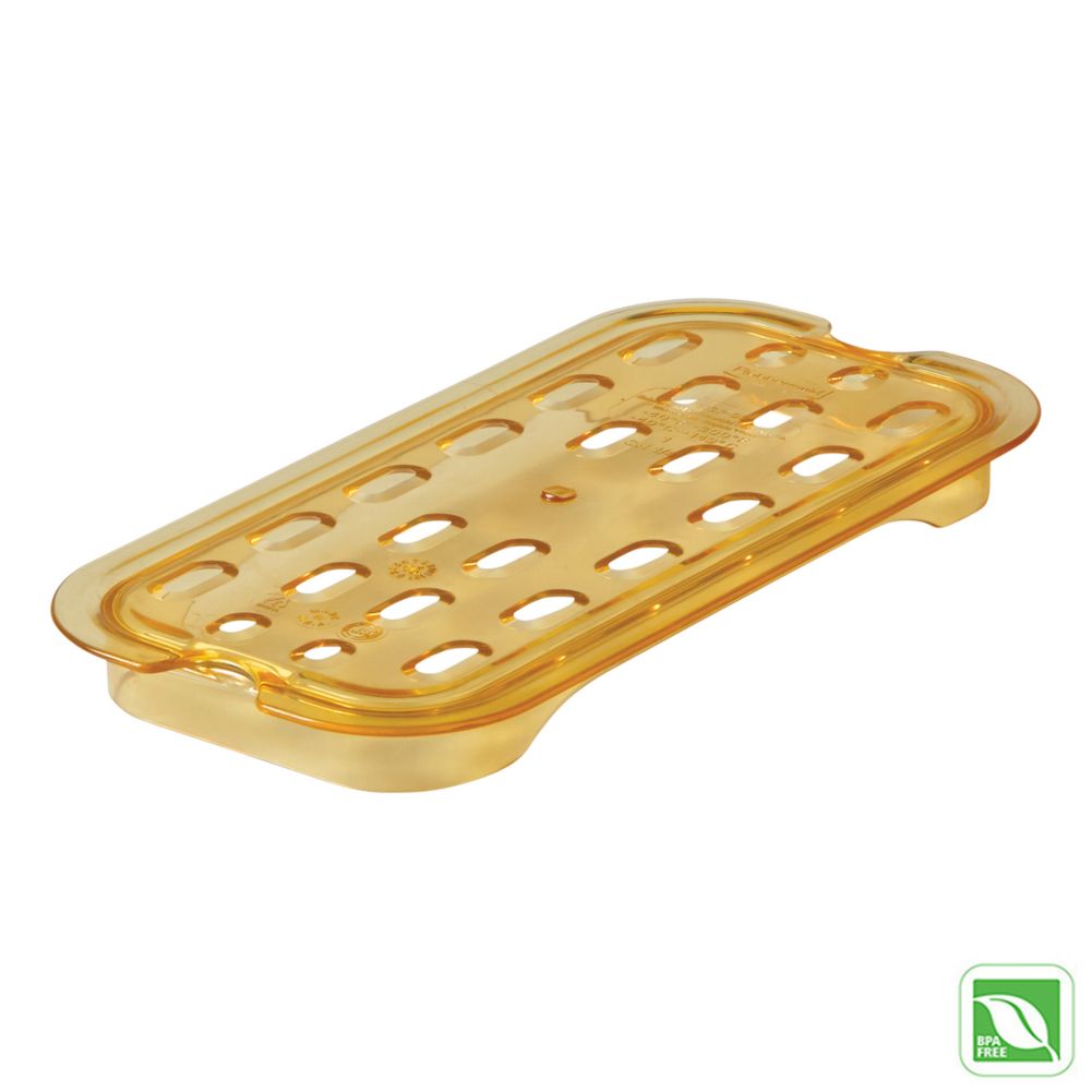 Rubbermaid Amber 1/4 Size Hot Food Pan Drain Tray