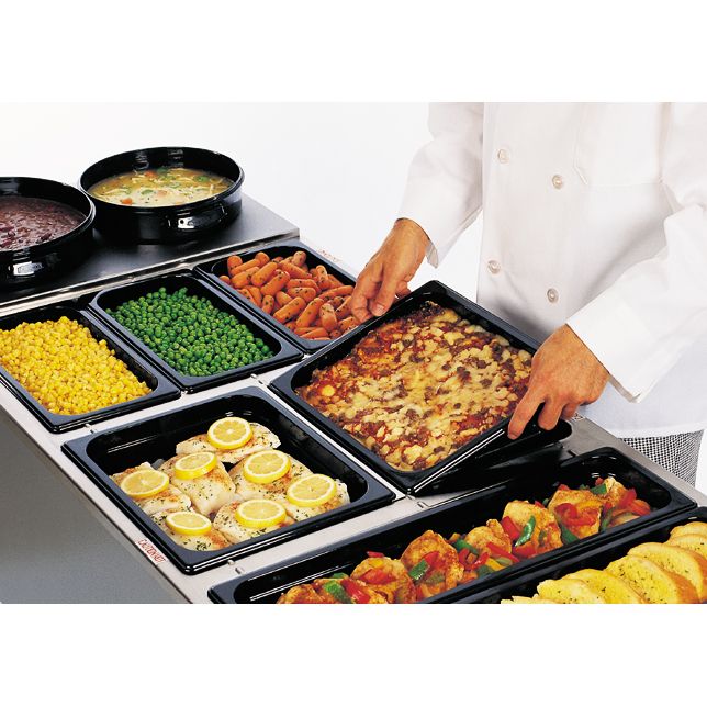 Rubbermaid Black 1/2 Size Long Hot Food Pan, 2&frac12;" H