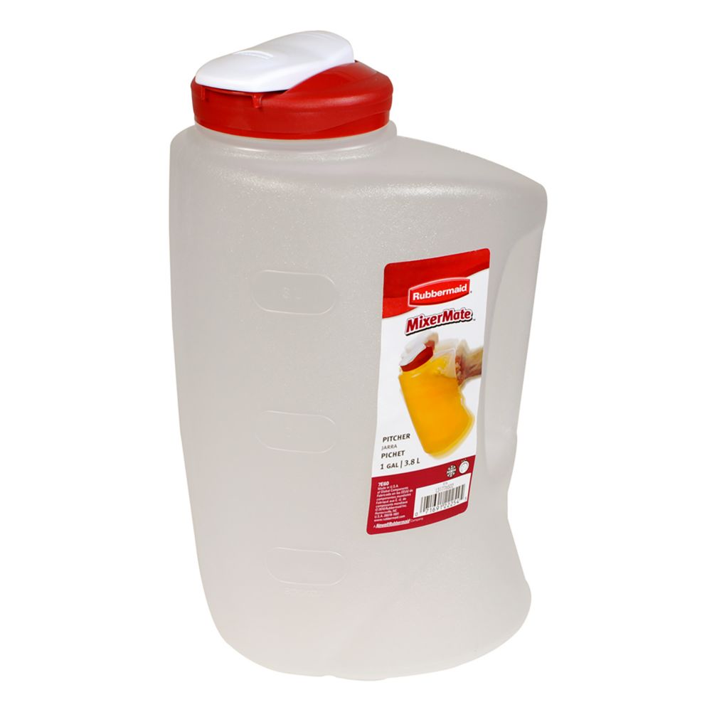 Rubbermaid MixerMate Clear 1 Gal Pitcher w/ Chili Red Lid