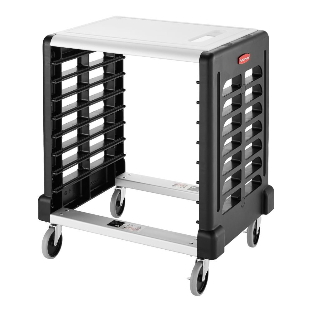Rubbermaid Max System Black 8-Slot Side Load Prep Cart w/Cutting Board