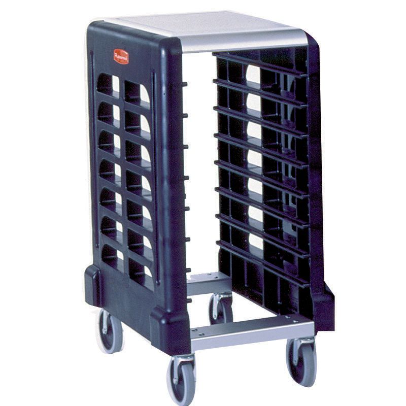 Rubbermaid Max System Black 8-Slot End Load Prep Cart w/ Cutting Board