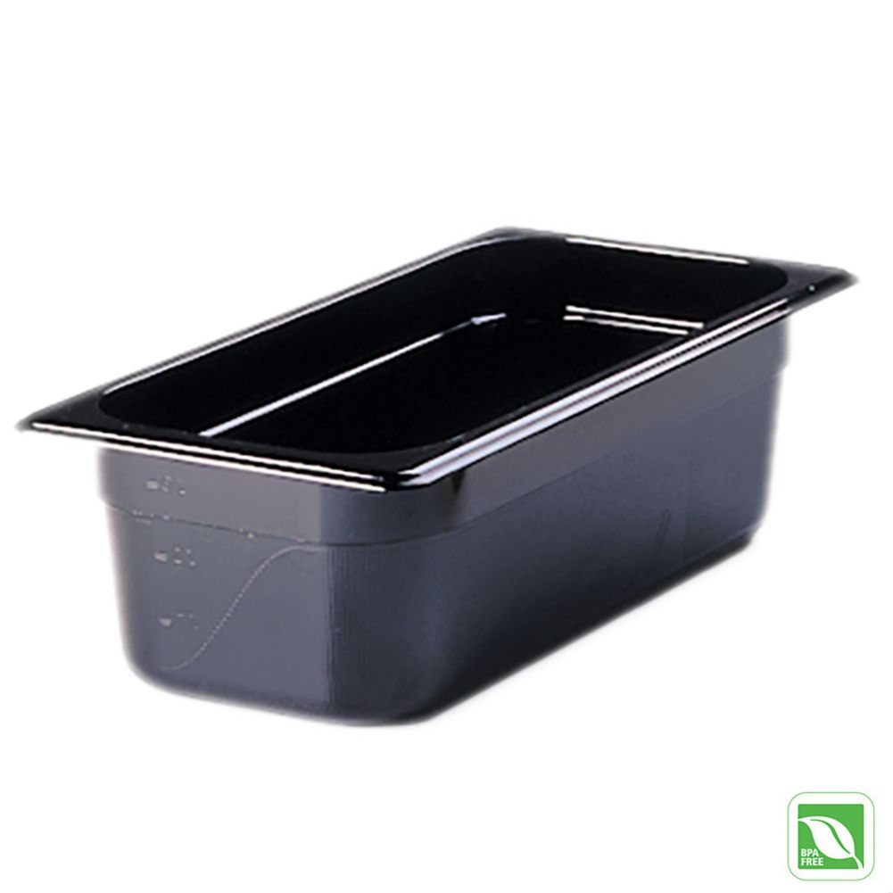 Rubbermaid Black 1/3 Size Hot Food Pan, 4" H