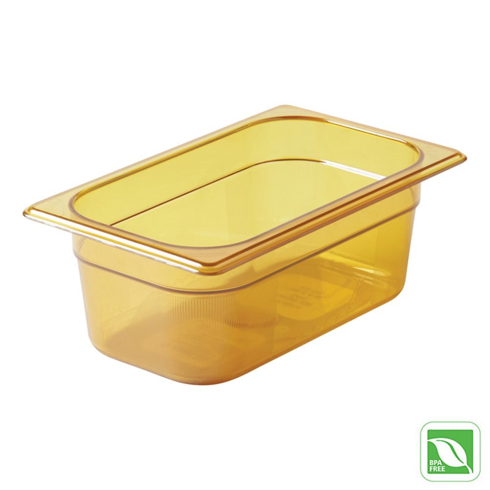 Rubbermaid Amber 1/4 Size Hot Food Pan, 4" H