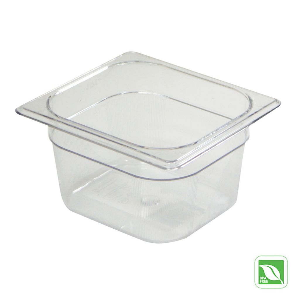 Rubbermaid Clear 1/6 Size Cold Food Pan, 4" H