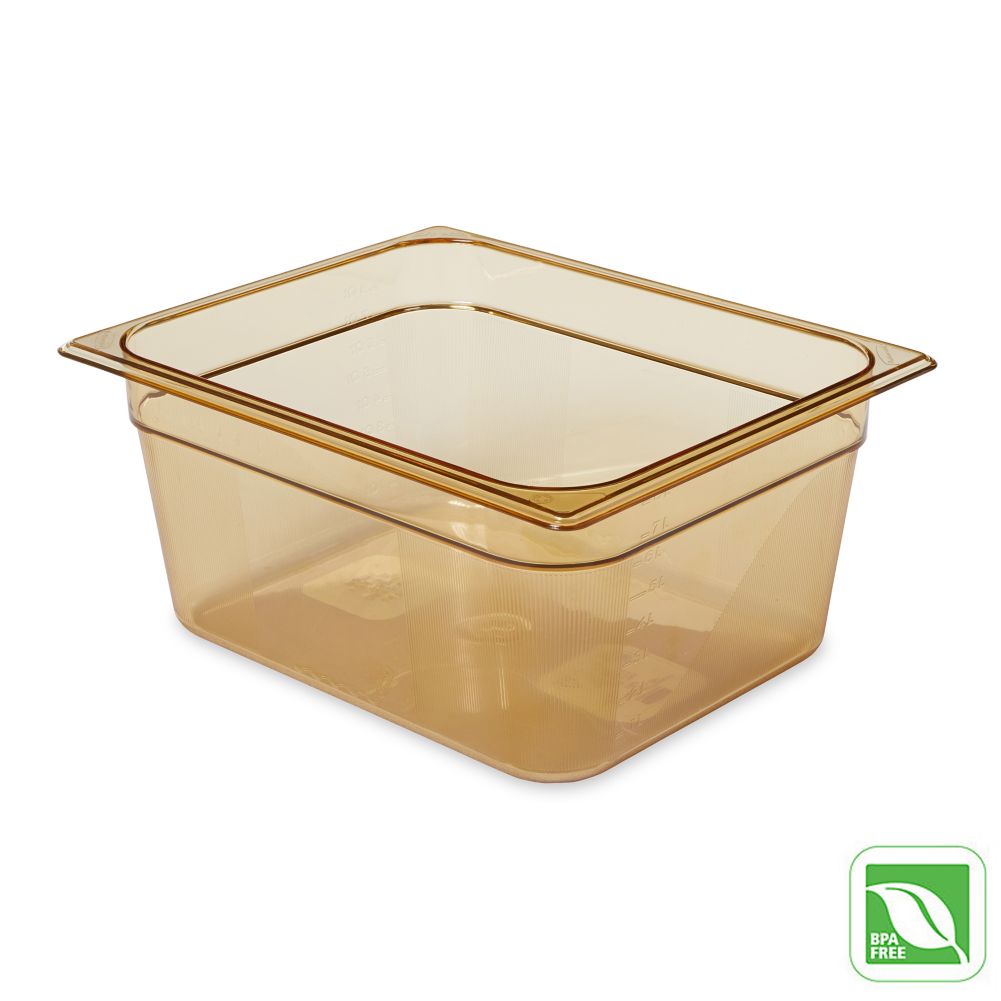 Rubbermaid Amber 1/2 Size Hot Food Pan, 6" H