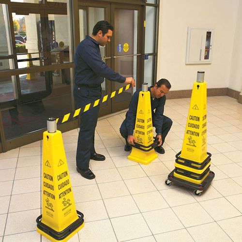 Rubbermaid Yellow 36" Cone Barricade System w/ Belt & Ring