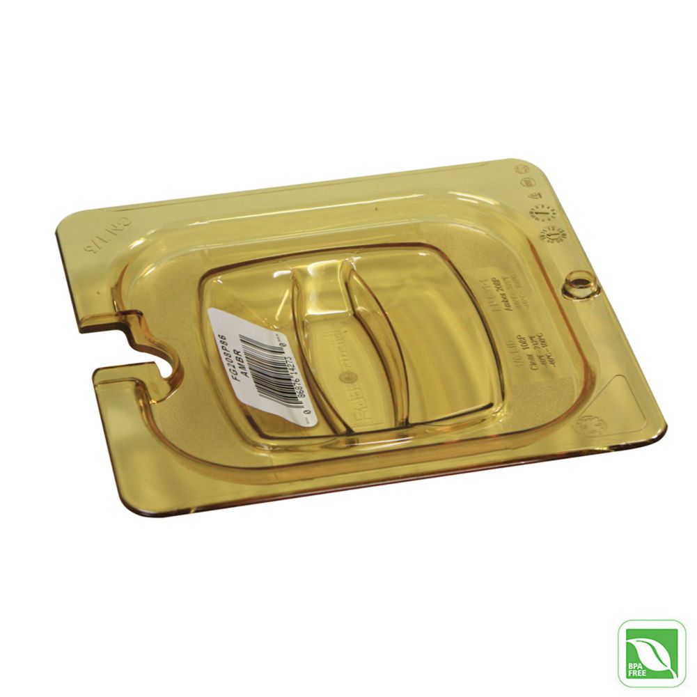 Rubbermaid Amber 1/6 Size Hot Food Pan Cover w/ Notch