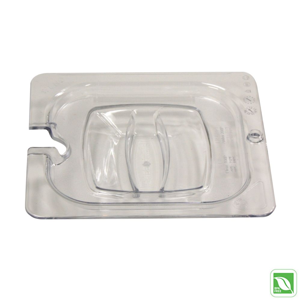 Rubbermaid Clear 1/6 Size Cold Food Pan Cover w/ Notch