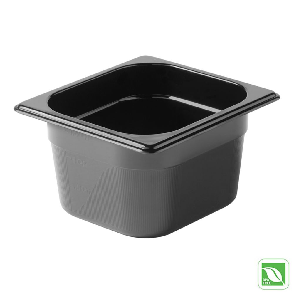 Rubbermaid Black 1/6 Size Hot Food Pan, 4" H