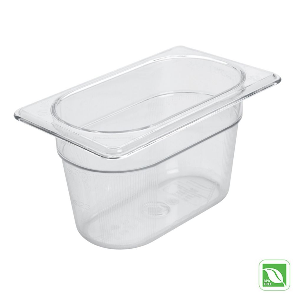 Rubbermaid Clear 1/9 Size Cold Food Pan, 4" H