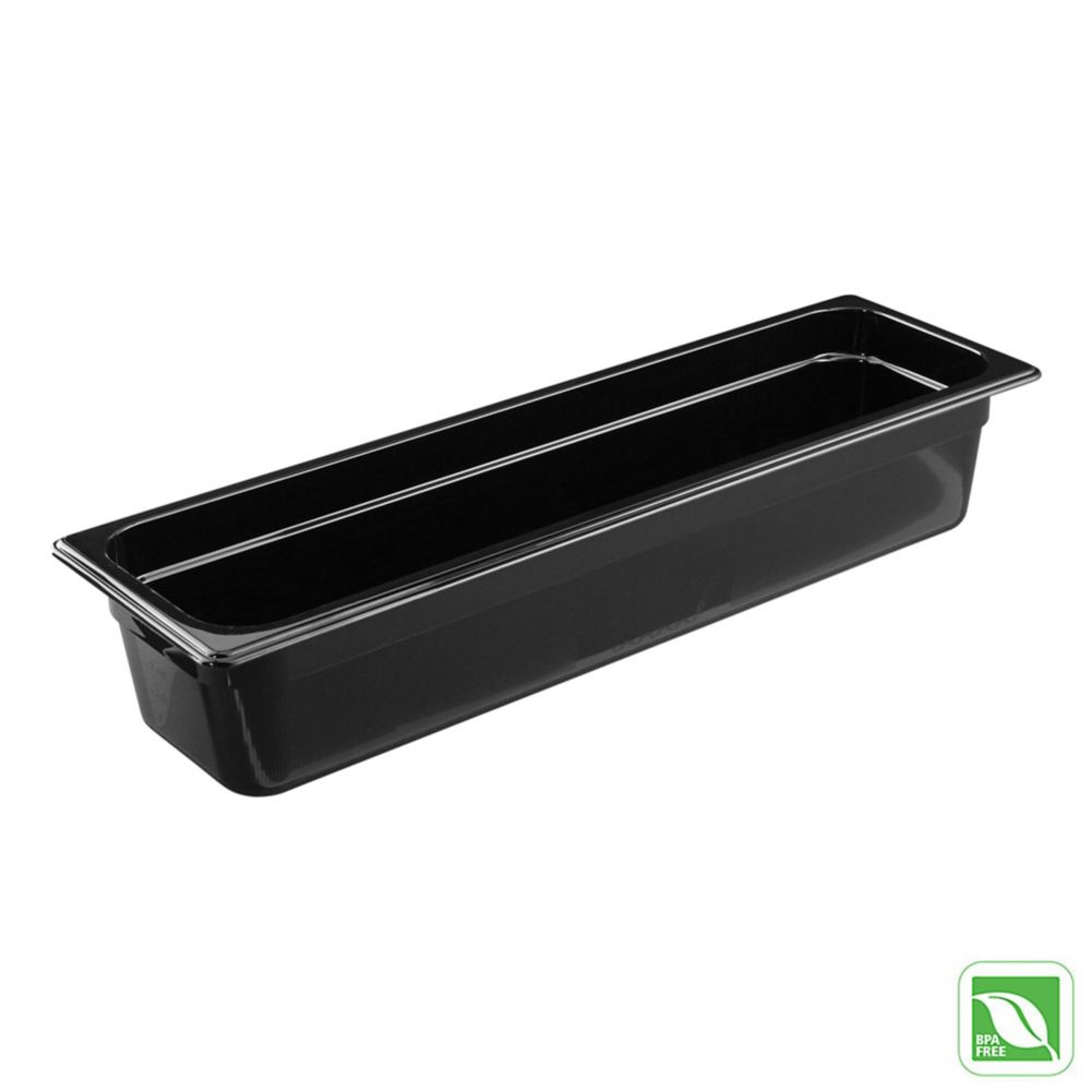 Rubbermaid Black 1/2 Size Long Hot Food Pan, 4" H