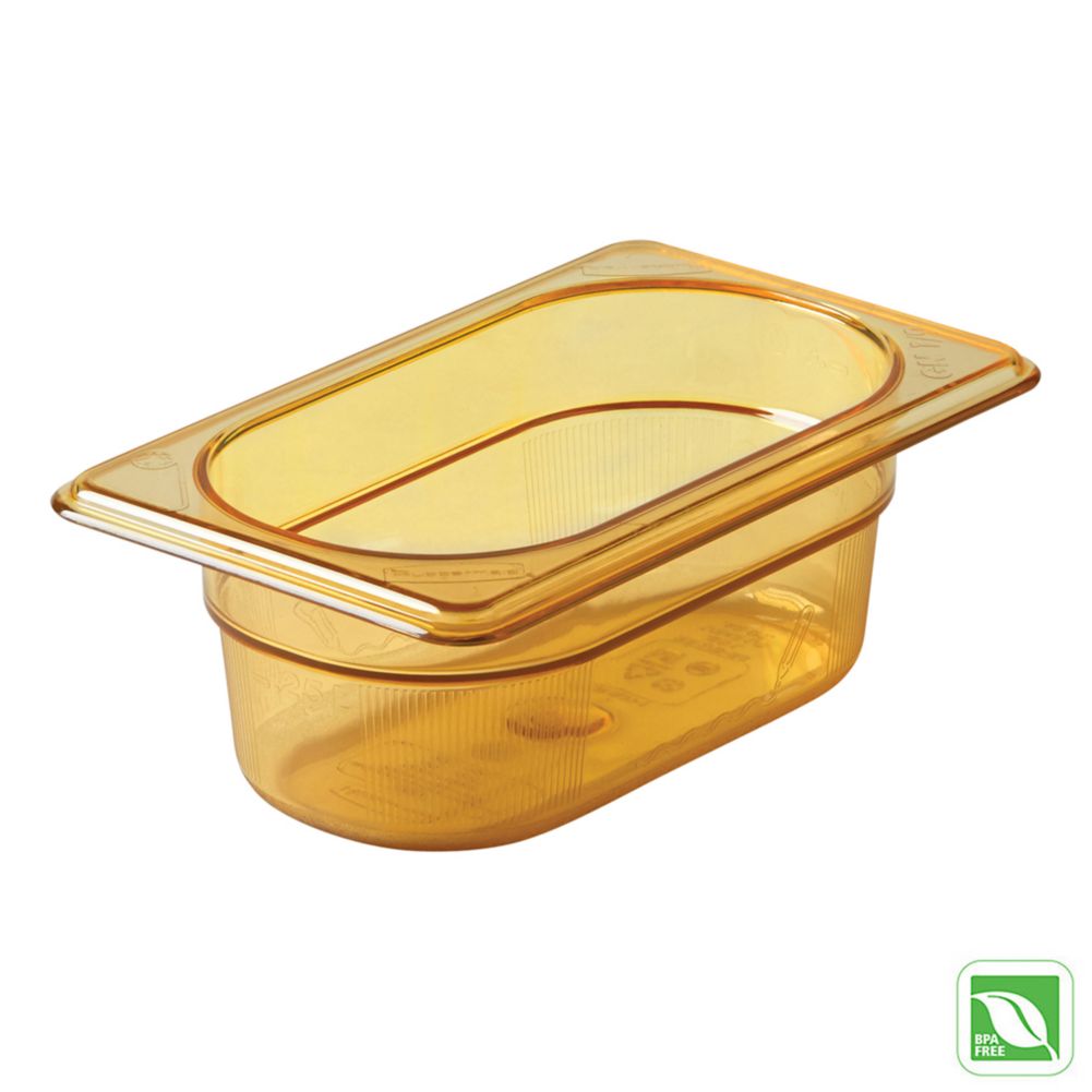 Rubbermaid Amber 1/9 Size Hot Food Pan, 2&frac12;" H