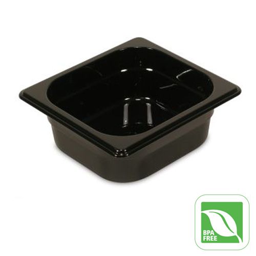 Rubbermaid Black 1/6 Size Hot Food Pan, 2&frac12;" H